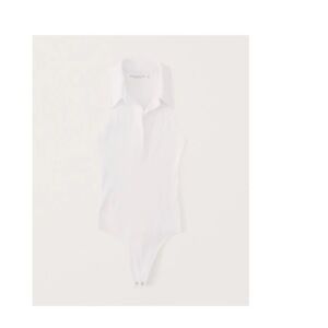Abercrombie Ribbed Polo Bodysuit color White size M